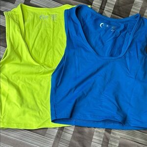 ZYIA Neon Yellow and Blue Crop Tops